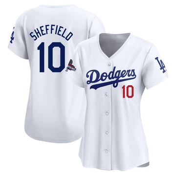 Women's Los Angeles Dodgers Gary Sheffield ＃10 White Limited Home 2024 World Series Champions Jersey