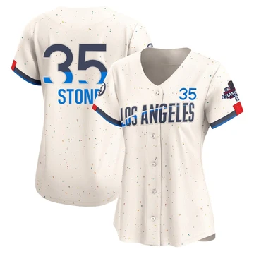 Women's Los Angeles Dodgers Gavin Stone ＃35 Cream Limited 2024 City Connect World Series Champions Jersey