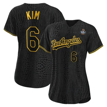 Women's Los Angeles Dodgers Hyeseong Kim ＃6 Black Authentic Snake Skin City 2024 World Series Jersey