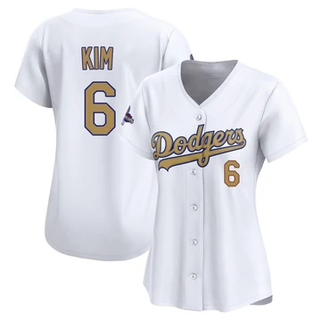 Women's Los Angeles Dodgers Hyeseong Kim ＃6 Gold Limited White 2025 Collection Jersey
