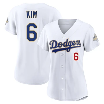 Women's Los Angeles Dodgers Hyeseong Kim ＃6 Gold Limited White 2026 Collection Stadium Jersey