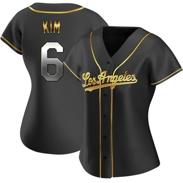 Women's Los Angeles Dodgers Hyeseong Kim ＃6 Gold Replica Black en Alternate Jersey