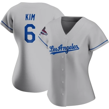 Women's Los Angeles Dodgers Hyeseong Kim ＃6 Gray Replica Road 2024 World Series Champions Jersey