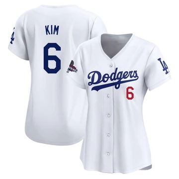 Women's Los Angeles Dodgers Hyeseong Kim ＃6 White Limited Home 2024 World Series Champions Jersey
