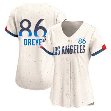Women's Los Angeles Dodgers Jack Dreyer ＃86 Cream Limited 2024 City Connect Jersey