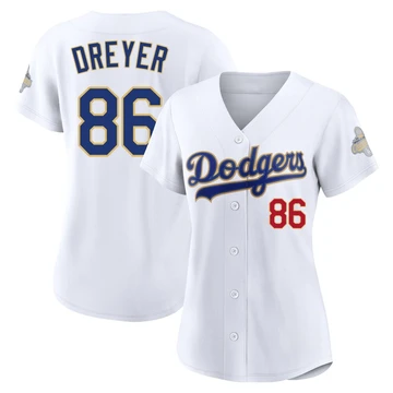 Women's Los Angeles Dodgers Jack Dreyer ＃86 Gold Limited White 2026 Collection Stadium Jersey