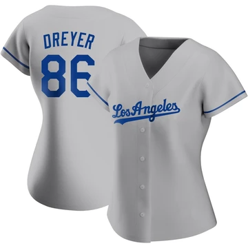 Women's Los Angeles Dodgers Jack Dreyer ＃86 Gray Authentic Road Jersey