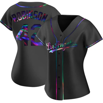 Women's Los Angeles Dodgers Jackie Robinson ＃42 Black Replica Holographic Alternate Jersey