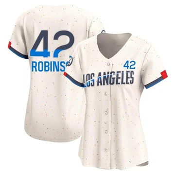 Women's Los Angeles Dodgers Jackie Robinson ＃42 Cream Limited 2024 City Connect Jersey