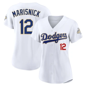 Women's Los Angeles Dodgers Jake Marisnick ＃12 Gold Limited White 2026 Collection Stadium Jersey