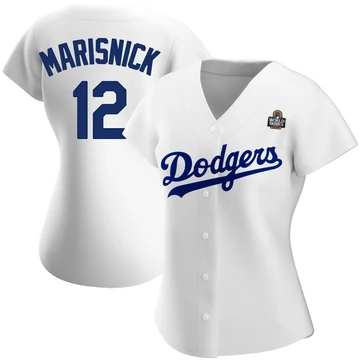Women's Los Angeles Dodgers Jake Marisnick ＃12 White Authentic Home 2024 World Series Jersey