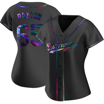 Women's Los Angeles Dodgers James Paxton ＃65 Black Replica Holographic Alternate Jersey