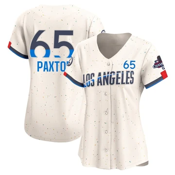 Women's Los Angeles Dodgers James Paxton ＃65 Cream Limited 2024 City Connect World Series Champions Jersey