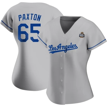 Women's Los Angeles Dodgers James Paxton ＃65 Gray Authentic Road 2024 World Series Jersey