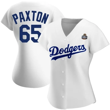 Women's Los Angeles Dodgers James Paxton ＃65 White Replica Home 2024 World Series Jersey