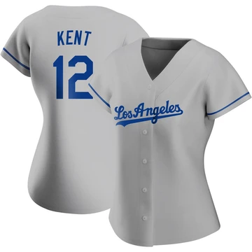 Women's Los Angeles Dodgers Jeff Kent ＃12 Gray Replica Road Jersey