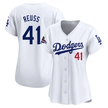 Women's Los Angeles Dodgers Jerry Reuss ＃41 White Limited Home 2024 World Series Champions Jersey