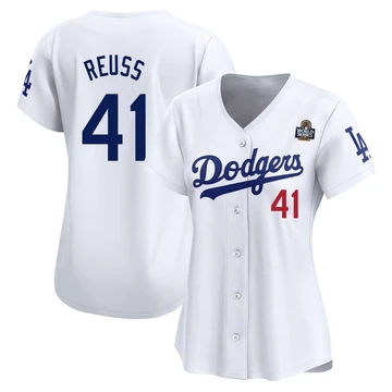 Women's Los Angeles Dodgers Jerry Reuss ＃41 White Limited Home 2024 World Series Jersey