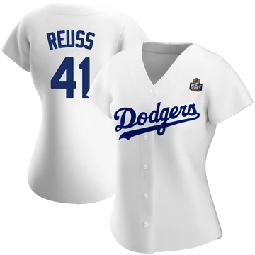 Women's Los Angeles Dodgers Jerry Reuss ＃41 White Replica Home 2024 World Series Jersey