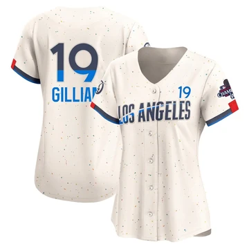 Women's Los Angeles Dodgers Jim Gilliam ＃19 Cream Limited 2024 City Connect World Series Champions Jersey