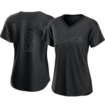 Women's Los Angeles Dodgers John Roseboro ＃8 Black Authentic Pitch Fashion Jersey