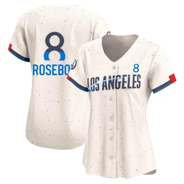 Women's Los Angeles Dodgers John Roseboro ＃8 Cream Limited 2024 City Connect Jersey