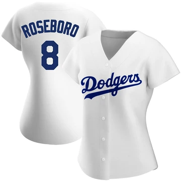 Women's Los Angeles Dodgers John Roseboro ＃8 White Authentic Home Jersey