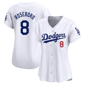 Women's Los Angeles Dodgers John Roseboro ＃8 White Limited Home Jersey