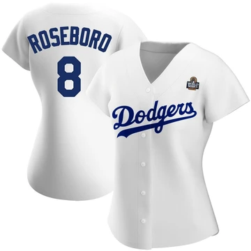 Women's Los Angeles Dodgers John Roseboro ＃8 White Replica Home 2024 World Series Jersey