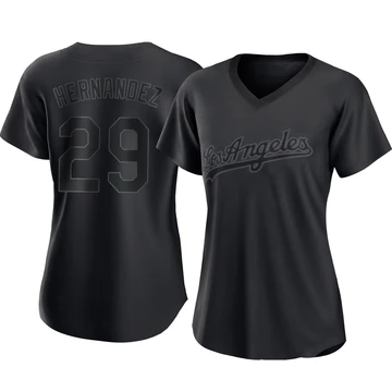 Women's Los Angeles Dodgers Jonathan Hernandez ＃29 Black Authentic Pitch Fashion Jersey