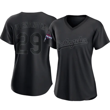 Women's Los Angeles Dodgers Jonathan Hernandez ＃29 Black Replica Pitch Fashion 2024 World Series Champions Jersey