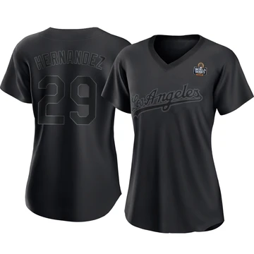 Women's Los Angeles Dodgers Jonathan Hernandez ＃29 Black Replica Pitch Fashion 2024 World Series Jersey