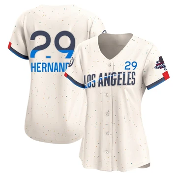 Women's Los Angeles Dodgers Jonathan Hernandez ＃29 Cream Limited 2024 City Connect World Series Champions Jersey