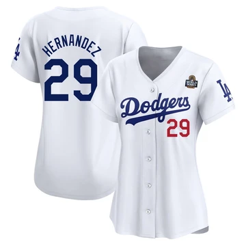 Women's Los Angeles Dodgers Jonathan Hernandez ＃29 White Limited Home 2024 World Series Jersey