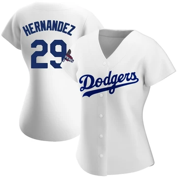 Women's Los Angeles Dodgers Jonathan Hernandez ＃29 White Replica Home 2024 World Series Champions Jersey