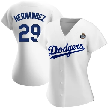 Women's Los Angeles Dodgers Jonathan Hernandez ＃29 White Replica Home 2024 World Series Jersey