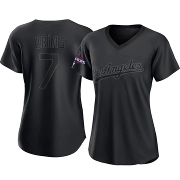 Women's Los Angeles Dodgers Julio Urias ＃7 Black Authentic Pitch Fashion 2024 World Series Champions Jersey