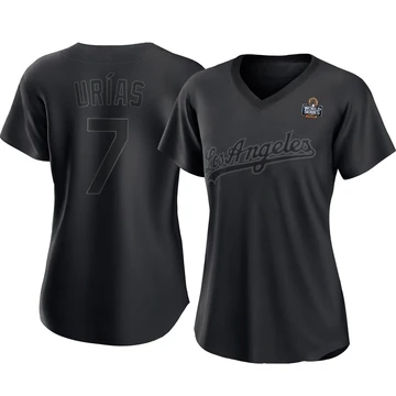 Women's Los Angeles Dodgers Julio Urias ＃7 Black Authentic Pitch Fashion 2024 World Series Jersey