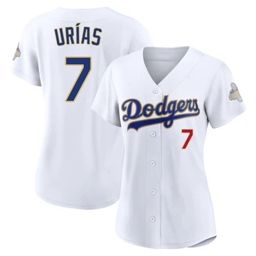 Women's Los Angeles Dodgers Julio Urias ＃7 Gold Limited White 2026 Collection Stadium Jersey