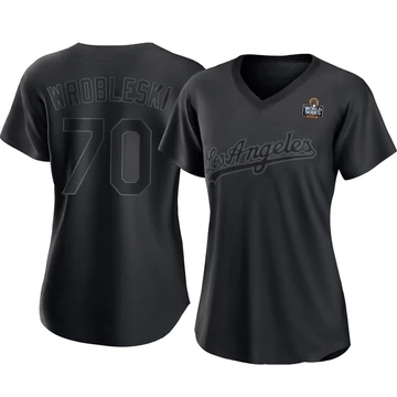 Women's Los Angeles Dodgers Justin Wrobleski ＃70 Black Replica Pitch Fashion 2024 World Series Jersey