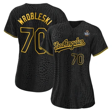 Women's Los Angeles Dodgers Justin Wrobleski ＃70 Black Replica Snake Skin City 2024 World Series Jersey