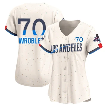 Women's Los Angeles Dodgers Justin Wrobleski ＃70 Cream Limited 2024 City Connect World Series Champions Jersey
