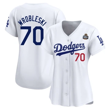 Women's Los Angeles Dodgers Justin Wrobleski ＃70 White Limited Home 2024 World Series Jersey