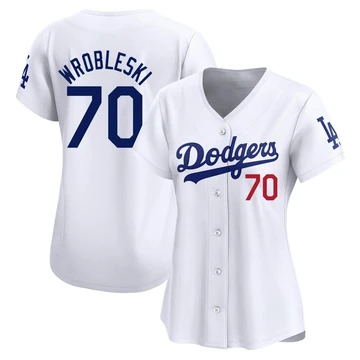 Women's Los Angeles Dodgers Justin Wrobleski ＃70 White Limited Home Jersey