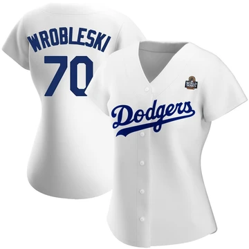 Women's Los Angeles Dodgers Justin Wrobleski ＃70 White Replica Home 2024 World Series Jersey