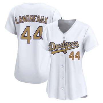 Women's Los Angeles Dodgers Ken Landreaux ＃44 Gold Limited White 2025 Collection Jersey
