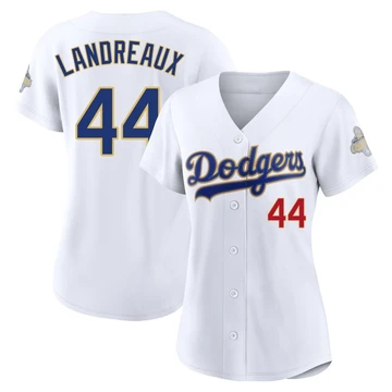 Women's Los Angeles Dodgers Ken Landreaux ＃44 Gold Limited White 2026 Collection Stadium Jersey