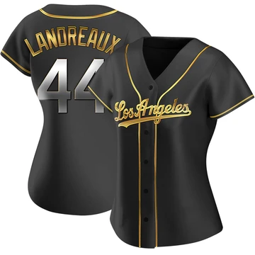 Women's Los Angeles Dodgers Ken Landreaux ＃44 Gold Replica Black en Alternate Jersey
