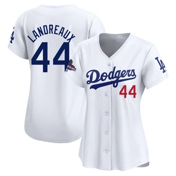 Women's Los Angeles Dodgers Ken Landreaux ＃44 White Limited Home 2024 World Series Champions Jersey