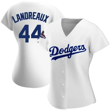 Women's Los Angeles Dodgers Ken Landreaux ＃44 White Replica Home 2024 World Series Champions Jersey